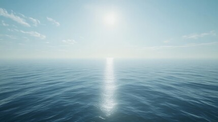 Obraz premium ethereal ocean surface ripples, endless blue horizon, minimalist seascape, gentle wave patterns, soft atmospheric gradient, serene water texture, tranquil marine perspective
