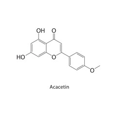 Acacetin skeletal structure.Flavonoid compound schematic illustration. Simple diagram, chemical structure.