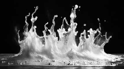 powerful water impact sequence, velocity-driven liquid art, complex splash patterns, detailed water dispersion, dramatic fluid movement, stark black environment, experimental water photography,