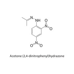 Acetone (2,4-dinitrophenyl)- hydrazone skeletal structure.Hydrazone compound schematic illustration. Simple diagram, chemical structure.