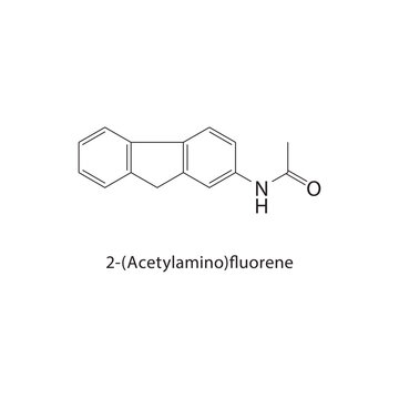 2-(Acetylamino)fluorene skeletal structure.Aromatic Amine Derivative compound schematic illustration. Simple diagram, chemical structure.