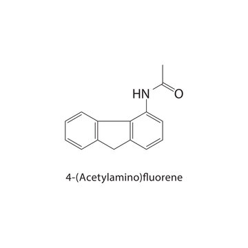 4-(Acetylamino)fluorene skeletal structure.Aromatic Amine Derivative compound schematic illustration. Simple diagram, chemical structure.