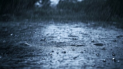 heavy rainstorm landscape, dark turbulent clouds, atmospheric precipitation, moody sky photography, dramatic weather conditions, misty raindrops, cinematic storm capture, natural phenomena