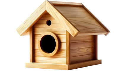 Rustic Birdhouse Composition With Light Wood Texture Emphasizing Symmetry Against a Clean White Background