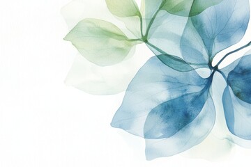 Elegant Floral Watercolor Composition in Soft Shades of Blue and Green