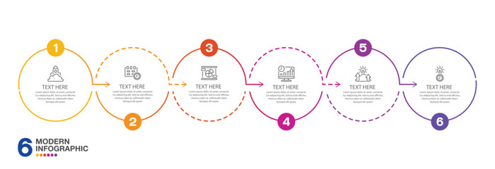 Infographic process design with icons and 6 options or steps.