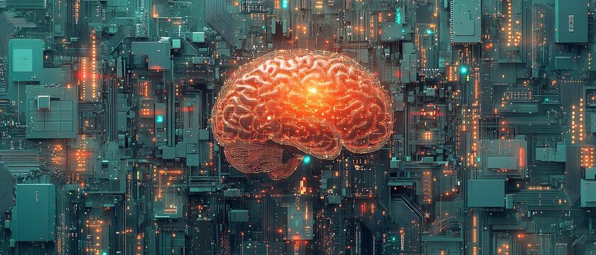 Human brain and computer chip