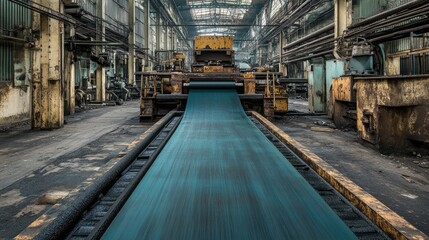 Rubber extruder machine working at full capacity, producing long rubber strips in a factory factory environment