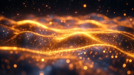 Obraz premium Golden Glittering Waves Abstract Background