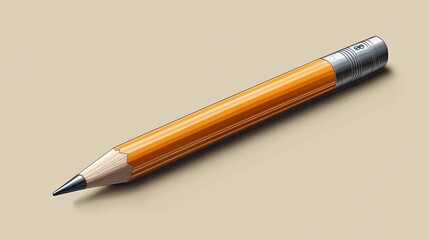 Close-up of a sharpened orange pencil resting on a smooth beige surface, ideal for artistic projects