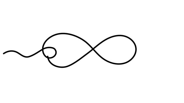 Infinity sign mark one line art animation,hand drawn unlimited eternity mark,idea Ouroboros snake drawing continuous contour motion.Endlessness concept,minimalistic video.4k self-drawing movie