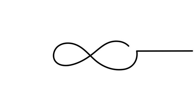 Infinity sign mark one line art animation,hand drawn unlimited eternity mark,idea Ouroboros snake drawing continuous contour motion.Endlessness concept,minimalistic video.4k self-drawing movie