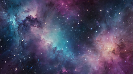 Naklejka premium Deep space nebula with stars and cosmic elements in a dark blue universe