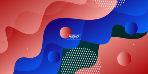 Blue and pink geometric business banner design. Creative banner design with wave and circle shape as template. Simple horizontal banner. Vector Eps10