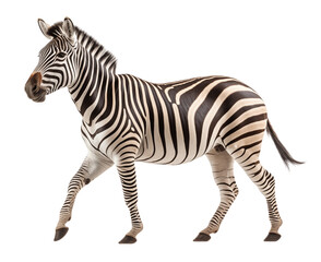 Fototapeta premium Full body zebra isolated on transparent background. Generative ai
