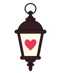 Valentine heart lamp in emotion of love. Graphic design on white background.