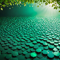 Obraz premium Beautiful green lotus leaves floating on water