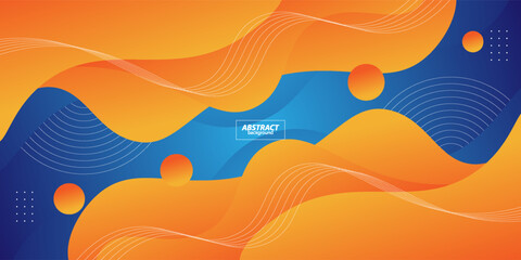 Blue and orange geometric business banner design. Creative banner design with wave and line shapes as template. Simple horizontal banner. Vector Eps10