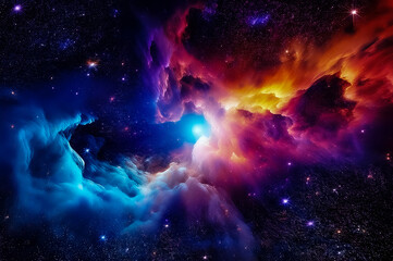 Obraz premium Bunter Nebelstaub im Universum