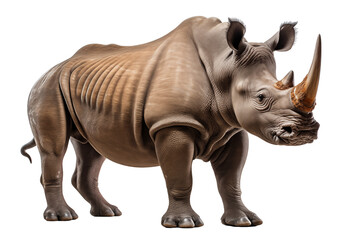 Obraz premium Full body rhinoceros isolated on transparent background. Generative ai
