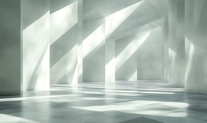 Sunlit minimalist white hallway.