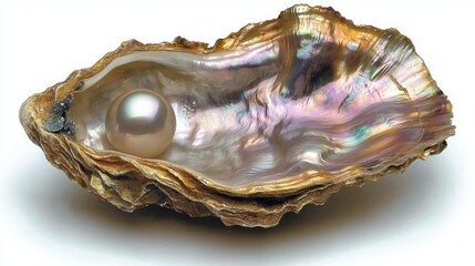 A lustrous pearl rests inside a beautiful oyster shell
