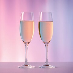 Two champagne glasses with soft pastel background