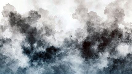 Fototapeta premium Ethereal Watercolor Sky: Blue Clouds Abstract Painting, Nature-Inspired Background Texture, Serene and Calm Digital Art