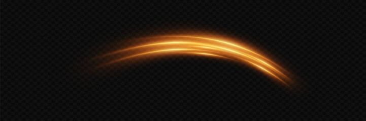 Neon gold speed lines. Dynamic motion traces. On a transparent background. © Oleksandr