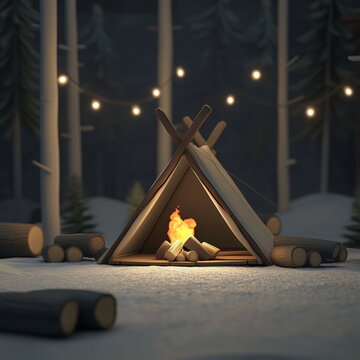3D tent in forest