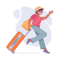 Fototapeta premium Tourism with Woman Character with Suitcase Vector Illustration
