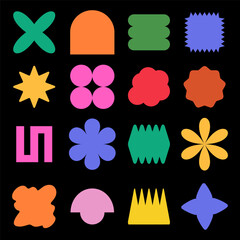 Set y2k geometric shape. Brutalism shapes, minimalist geometric elements, abstract forms.
