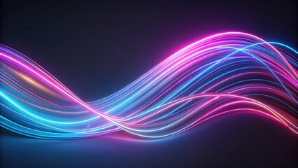 Abstract Neon Light Wave Swirls Dynamic Pink and Blue Energy Flowing Across Dark Background