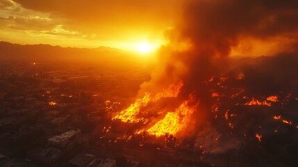 Obraz premium A burning forest with intense heat waves distorting the view of the flames