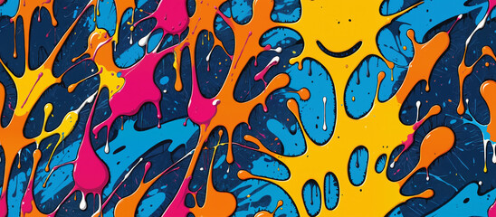 Naklejka premium Pattern. Vibrant Splash Art with Yellow and Blue Background