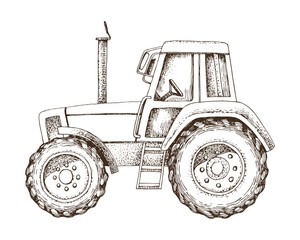 Farm tractor hand drawn vector illustration © Marina Gorskaya