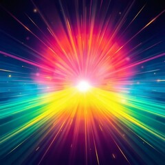 Obraz premium Bright explosion of colors radiating from a central point in a cosmic space environment during a digital artwork creation