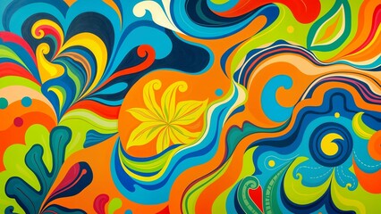 A Vibrant And Colorful Doodle Illustration  of Crowd Monsters With Unique Expressions