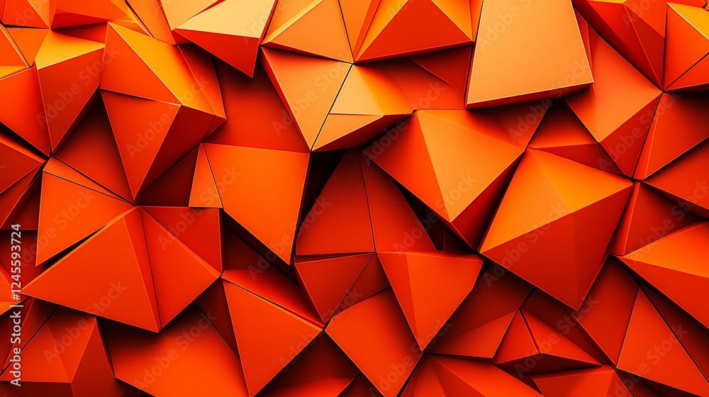 Poster abstract orange geometric shapes, background texture, 3d render, design