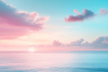 Obraz premium Serene Pink Sunset Over Calm Ocean Waters