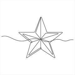 Continuous single line drawing vector star One line drawing background Linear star icon vector illustration