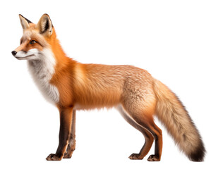Full body fox isolated on transparent background. Generative ai