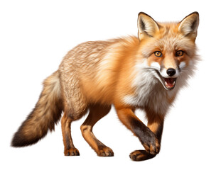 Full body fox isolated on transparent background. Generative ai