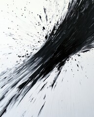 Dynamic Black Paint Splash on White Background with Abstract Texture