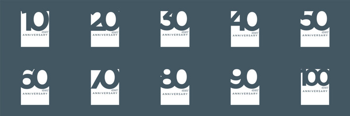 collection anniversary abstract logotype vector design set icon 10 to 100