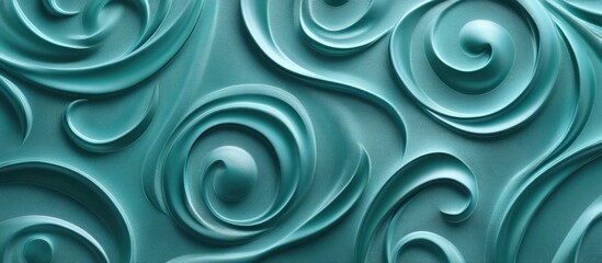 Teal textured background with intricate swirling patterns, featuring smooth, layered curves creating a three-dimensional effect.