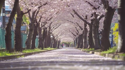 Fototapeta premium Serene Cherry Blossom Pathway