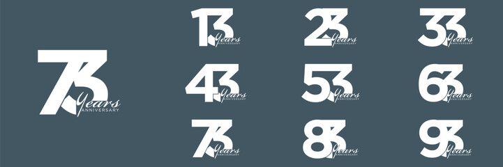 collection anniversary abstract logotype vector design set icon 13 to 93