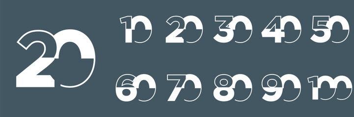 collection anniversary abstract logotype vector design set icon 10 to 100