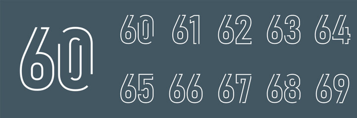 collection anniversary abstract logotype vector design set icon 60 to 69